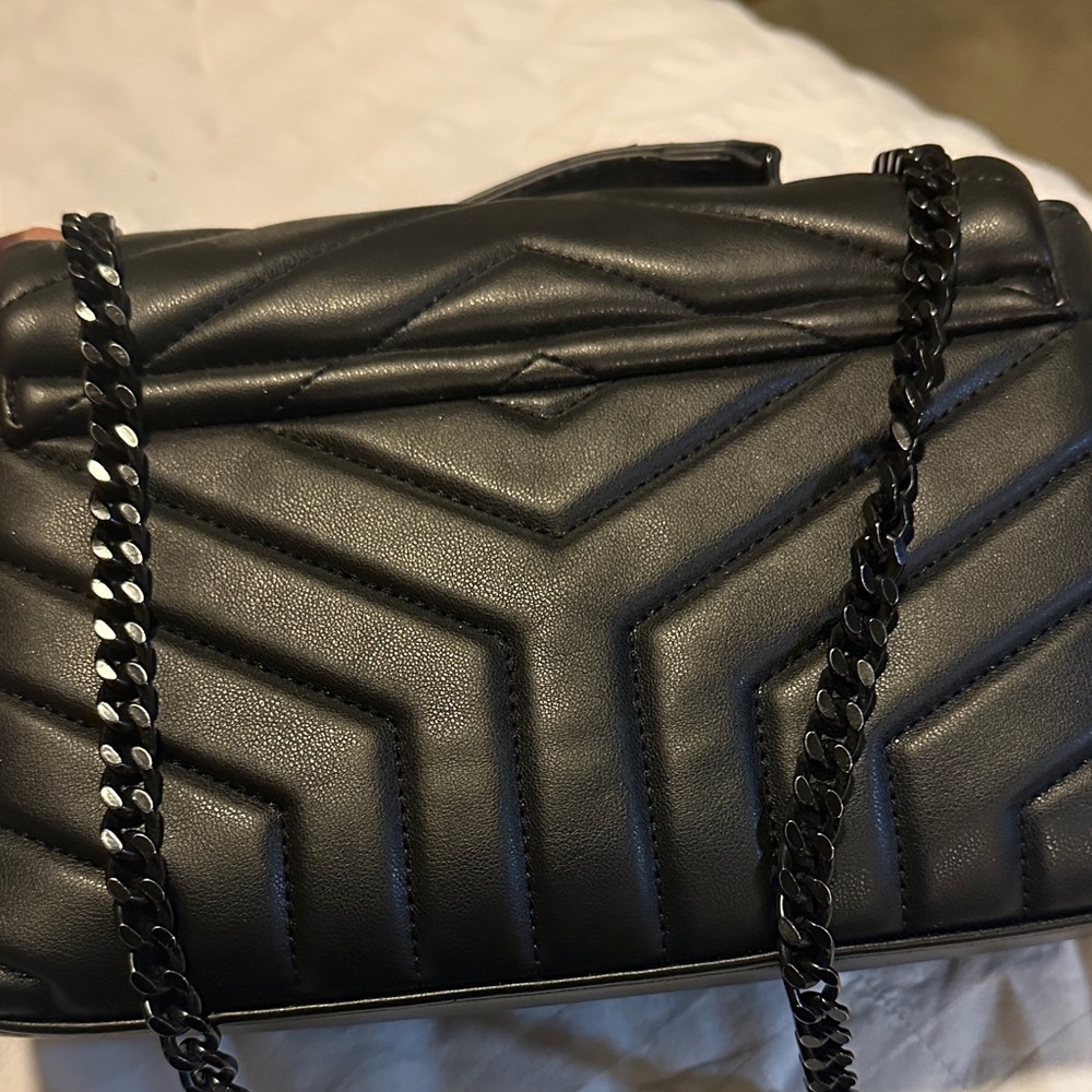 Black Quilted Shoulder Bag - Picture 3 of 8